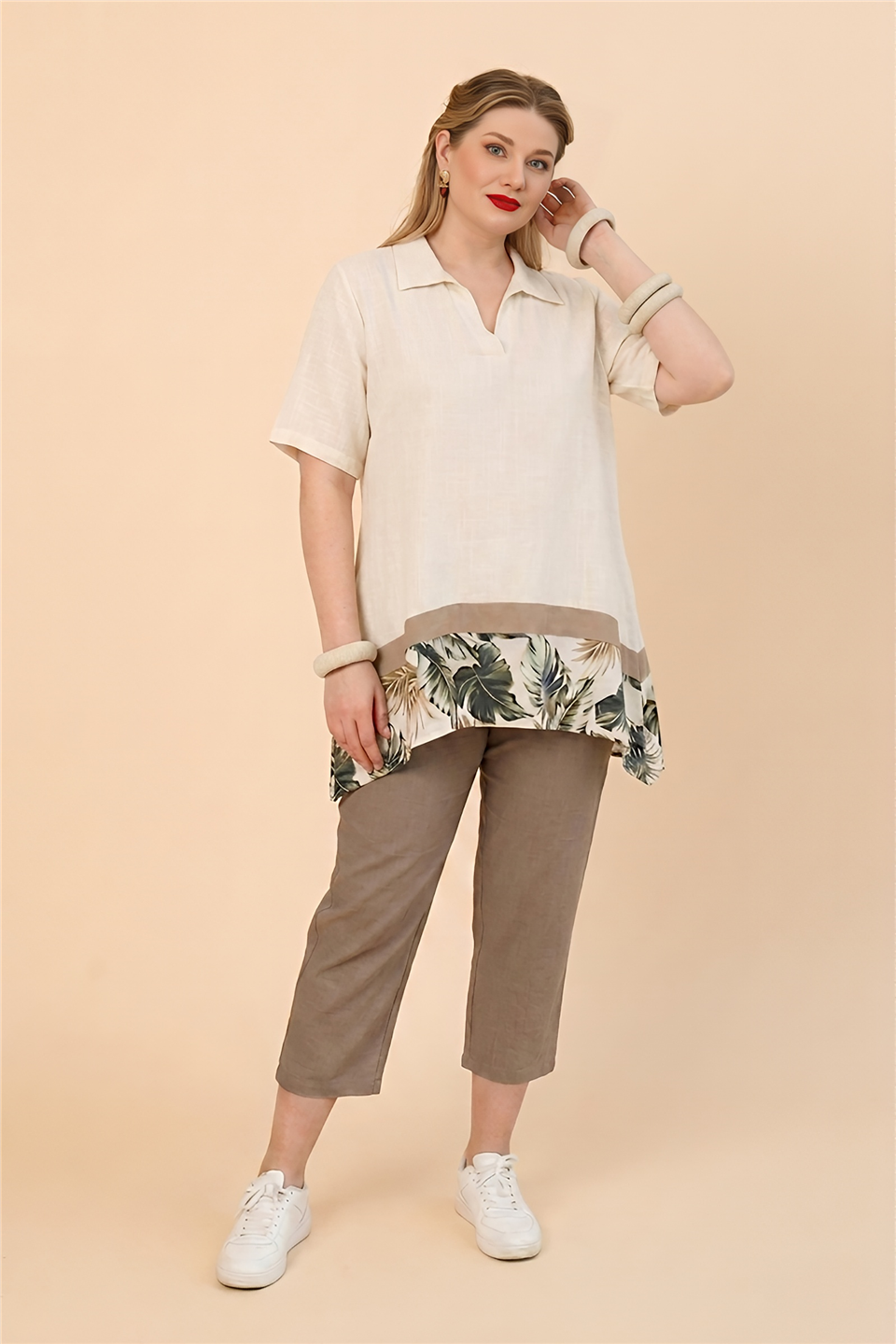 19165 %100 KETEN TUNIK 