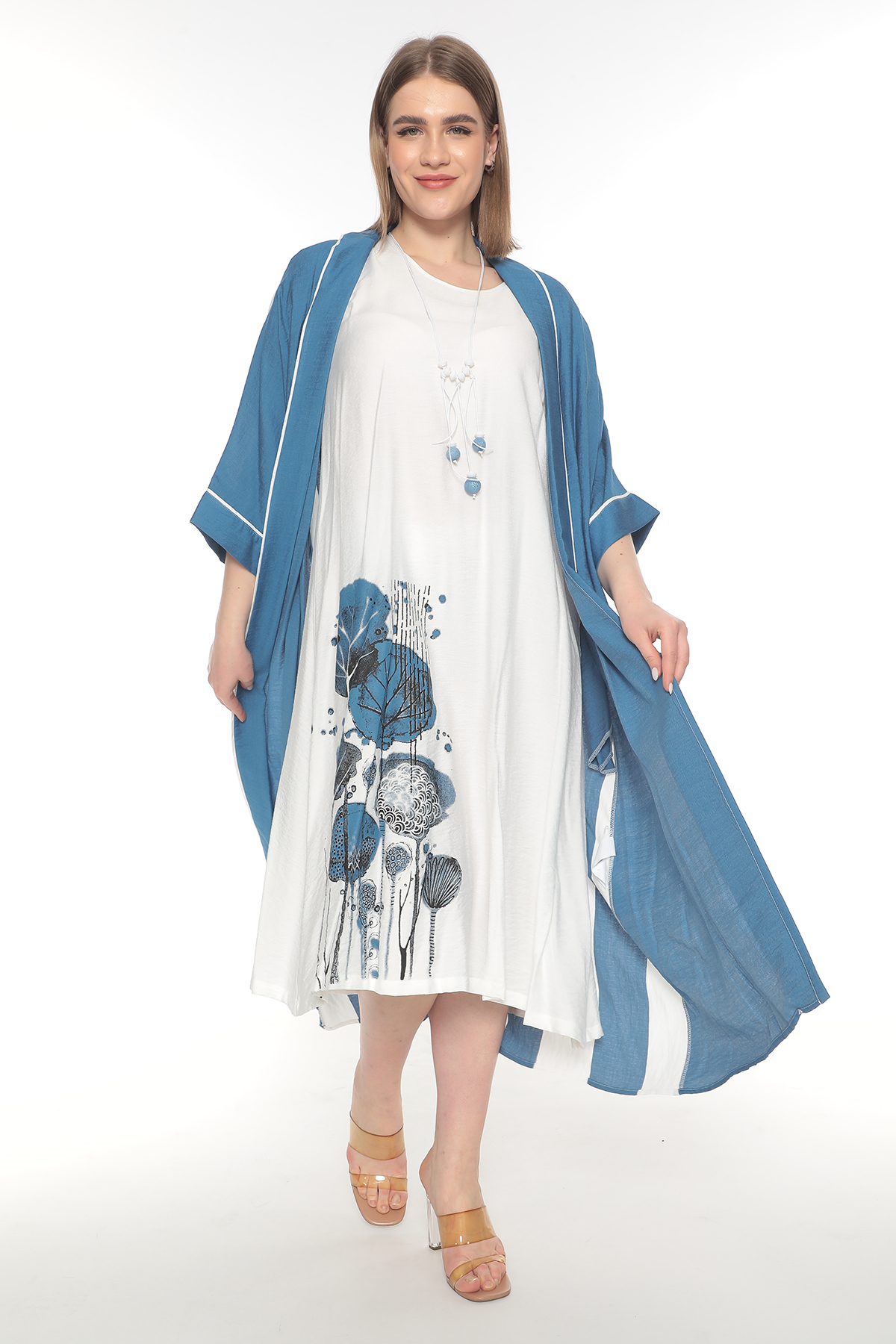 20095 VALERIA ELBISE İKİLİ SET INDIGO
