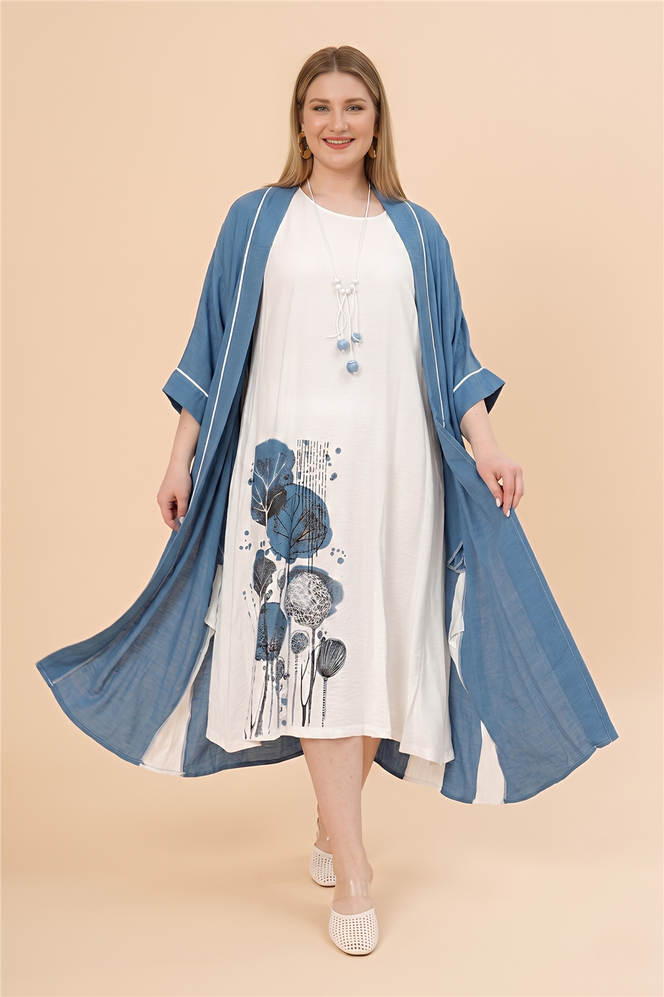 20095 VİSKON ELBİSE VE KAFTAN TAKIM