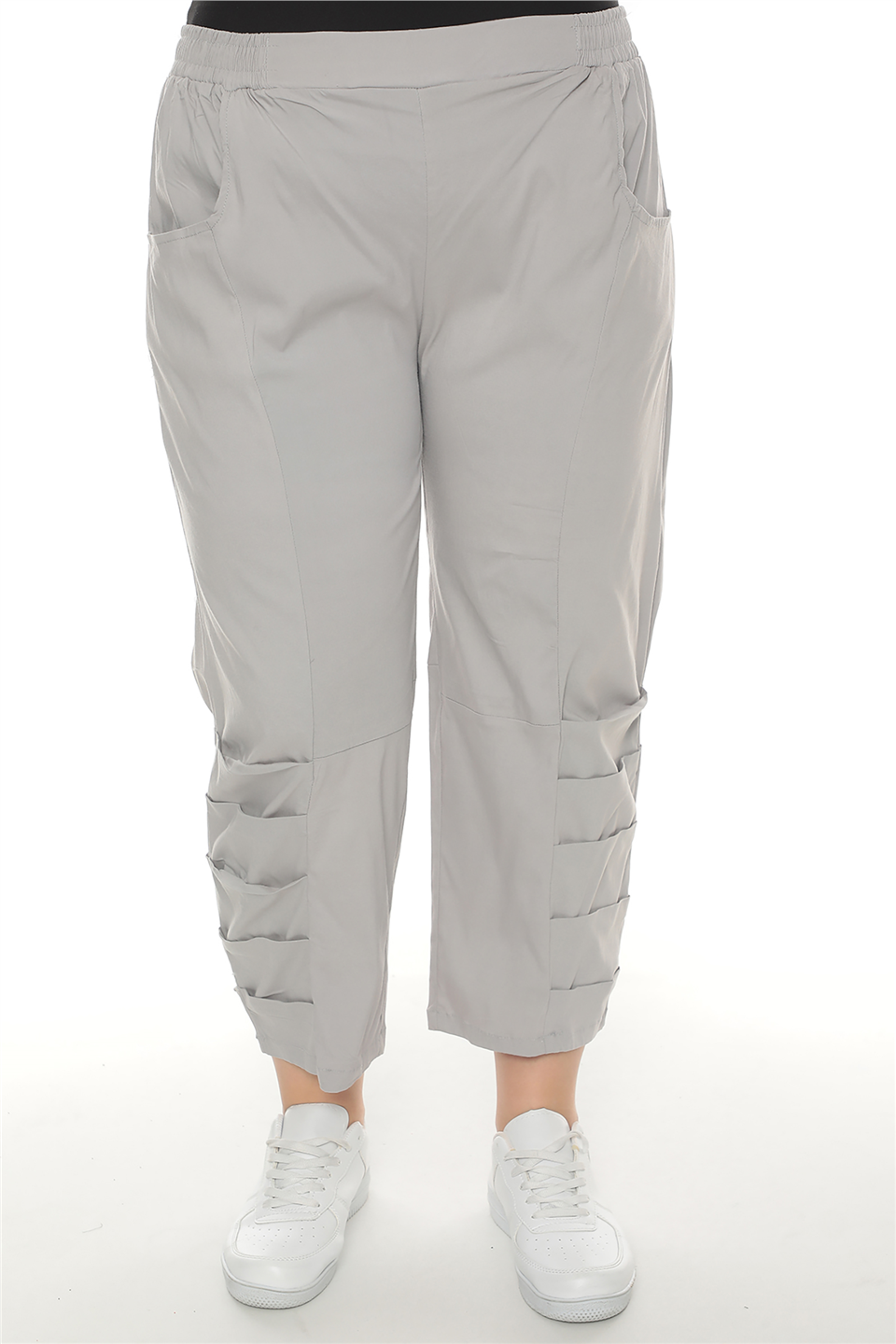 23002 PAÇALARI PİLELİ LİKRALI PANTOLON