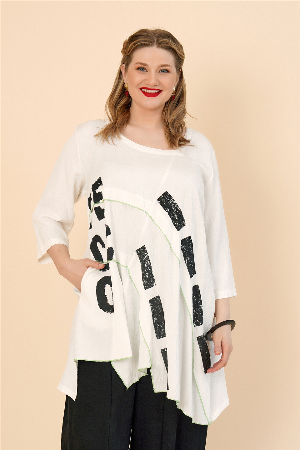 23251 VİSKON BASKILI TUNİK
