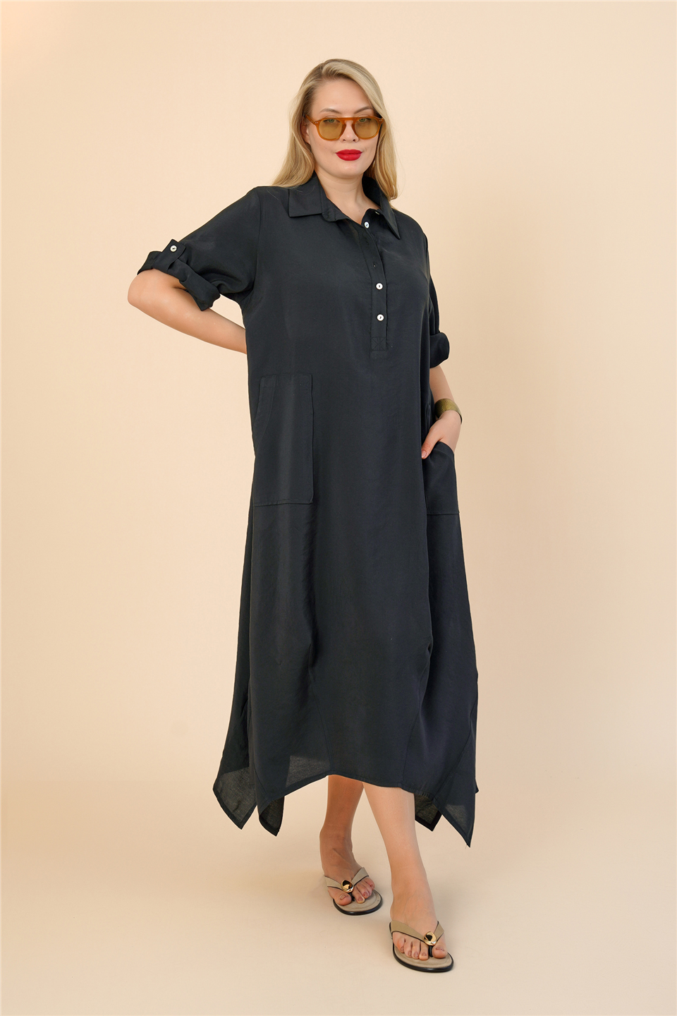 23264 KOLU BANTLI ELBİSE