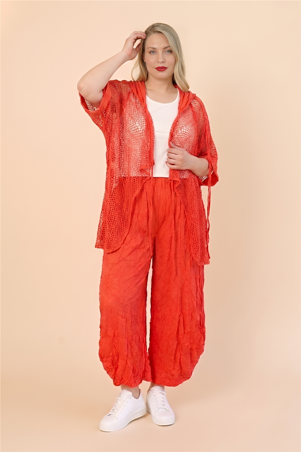24074 ÖRME  GARNİLİ FİLE CEKET
