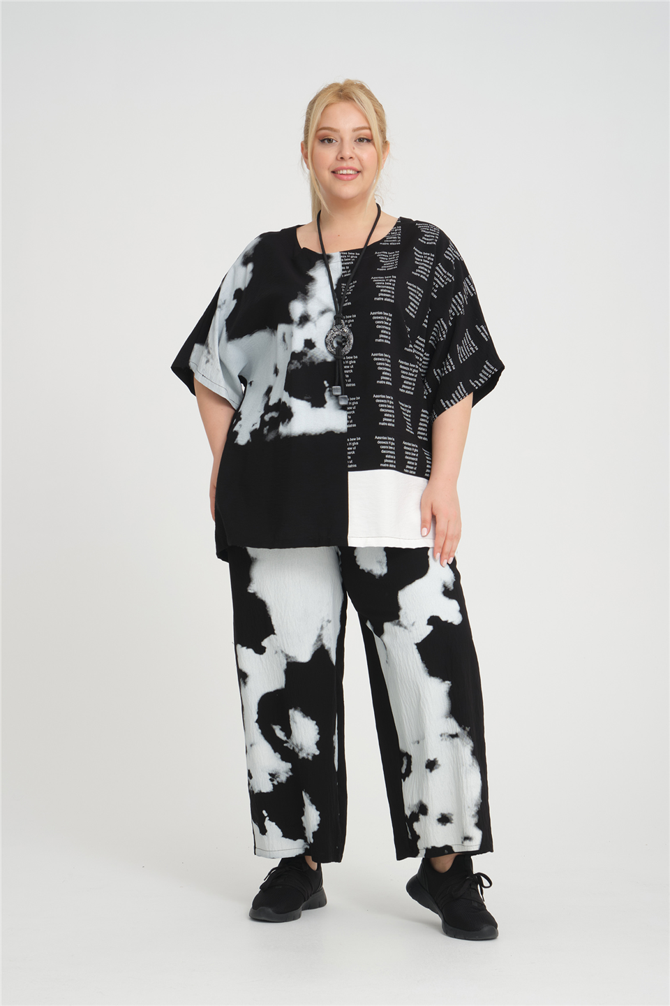 24315 VİSKON YAZI BASKILI TUNIK 