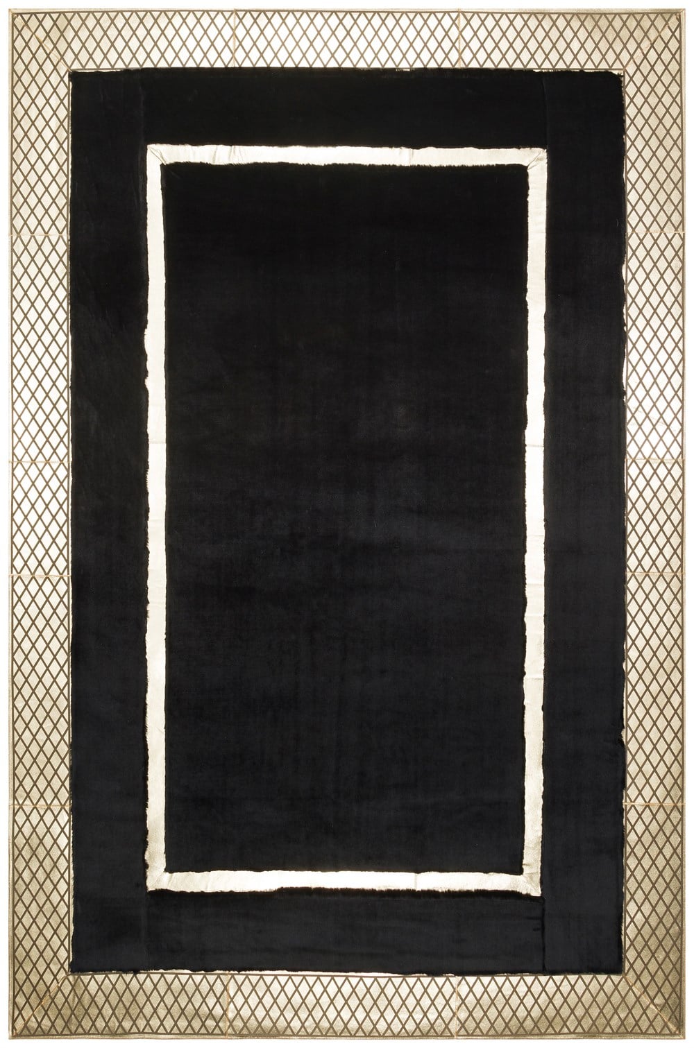 Bienna Fur Kaymaz İpek Pelüş & Deri Bordür Halı / Kilim