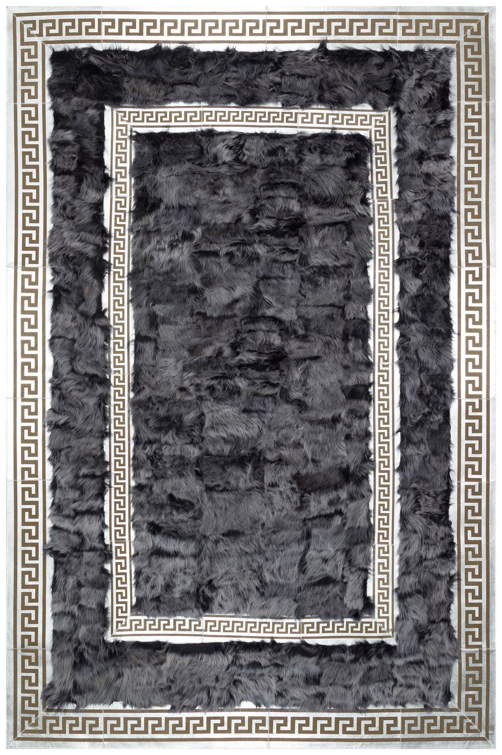Bienna Fur Kaymaz Taban Gümüş Bordür & Antrasit Renk Toskana Halı / Kilim