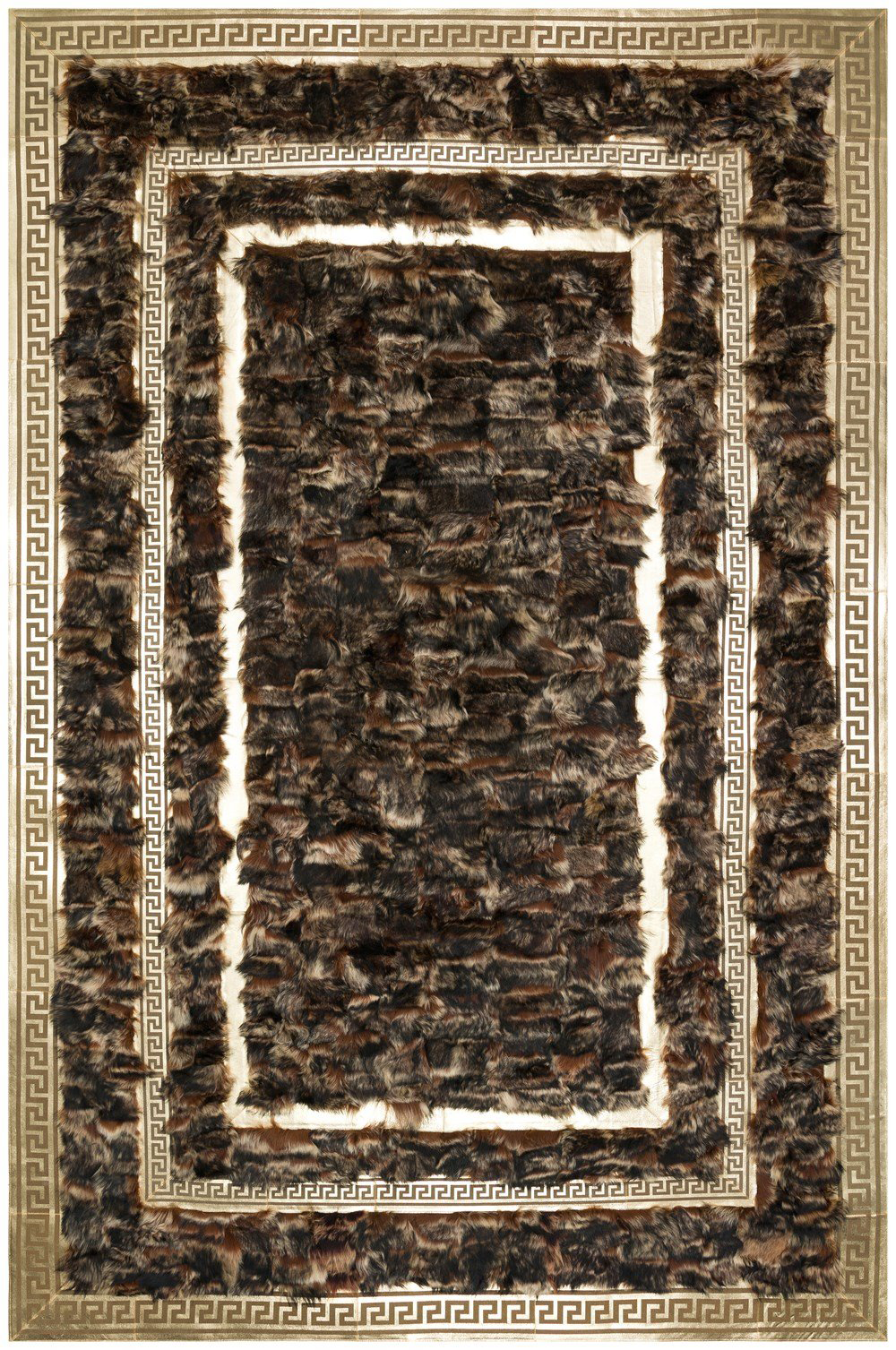 Bienna Fur Kaymaz Taban Kahve & Gold Bordür Natürel Toscana Halı / Kilim