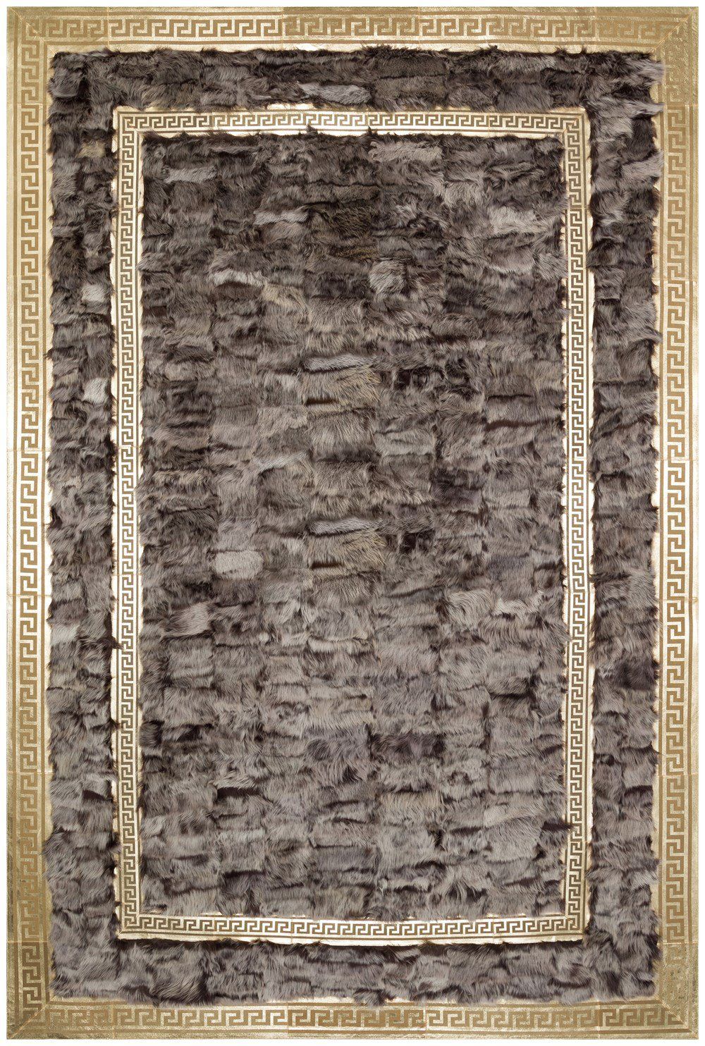 Bienna Fur Kaymaz Taban Koyu Kahve & Gold Bordür Natürel Toscana Halı / Kilim