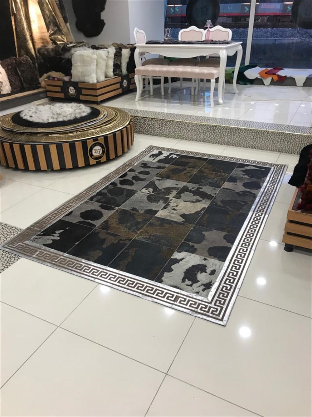 Hamteks dıştan gümüş versace bordür