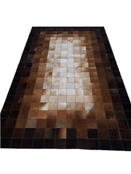 Bienna Fur El Dokuması Kahve Tonları Doğal Deri Halı / Kilim