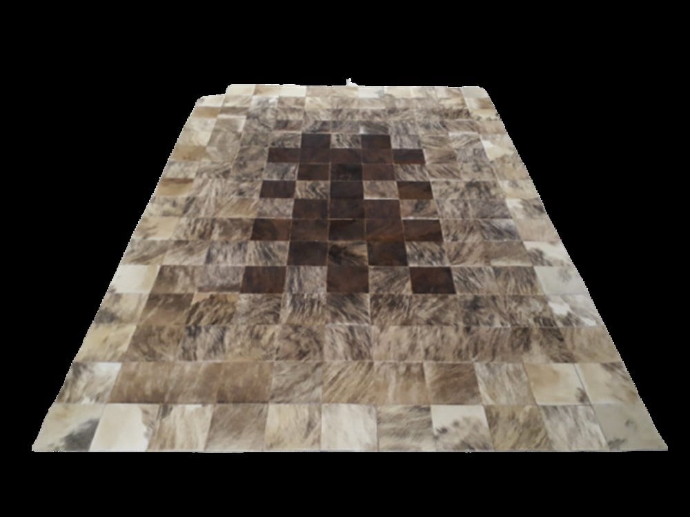 Bienna Fur El Dokuması Kahve Tonları Doğal Deri Halı / Kilim 
