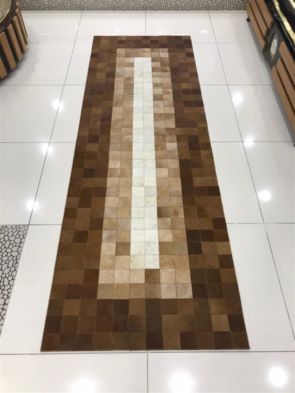 Bienna Fur Kahve Tonları Doğal Deri Halı / Kilim