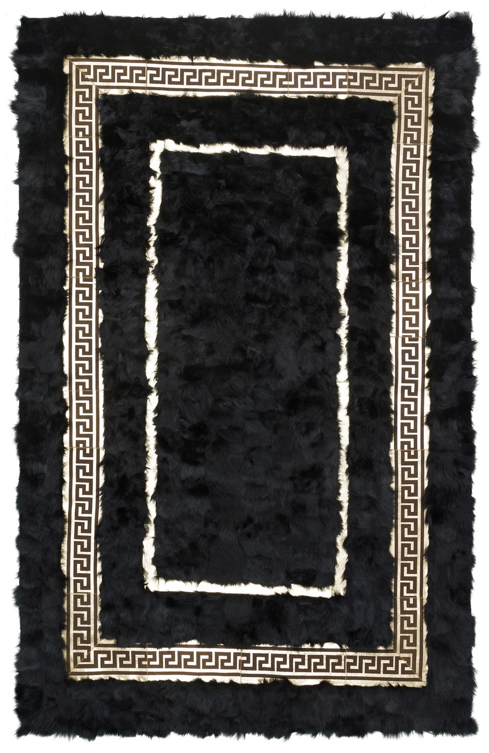 Bienna Fur Kaymaz Taban Altın Bordür Lacivert & Beyaz Toskana Halı / Kilim