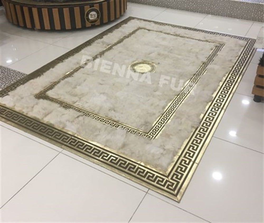 Bienna Fur Kaymaz Taban Çift Gold Bordür Doğal Toskana Halı / Kilim