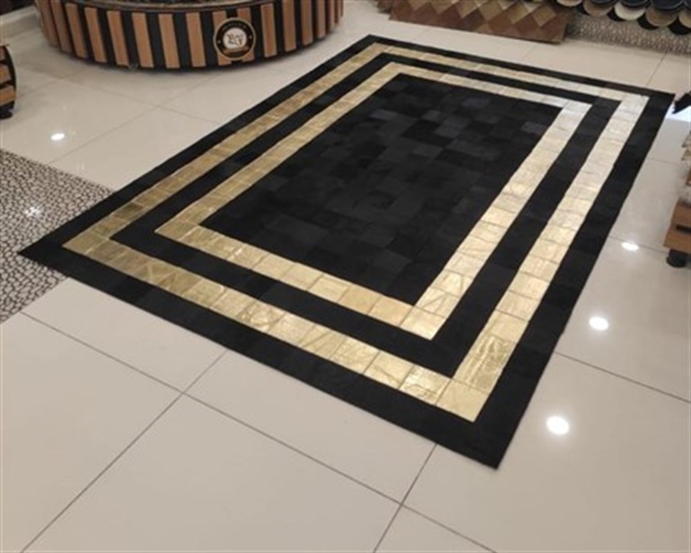 Bienna Fur Kaymaz Taban Çift Gold Bordür Siyah Doğal Toskana Halı