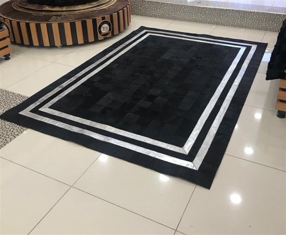 Bienna Fur Kaymaz Taban Gümüş Bordür Natürel Halı / Kilim
