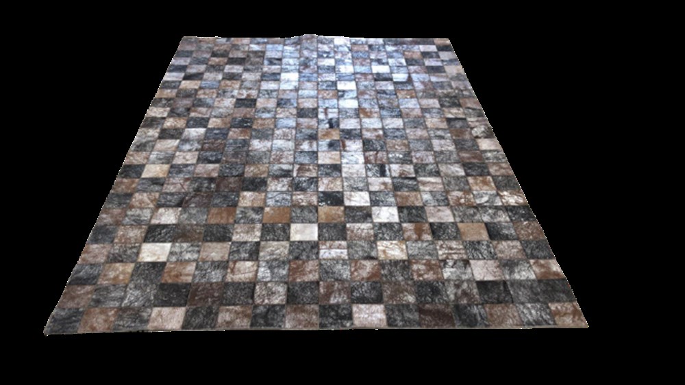 Bienna Fur Kaymaz Taban Gümüş Bordür Renkli Doğal Deri Halı / Kilim