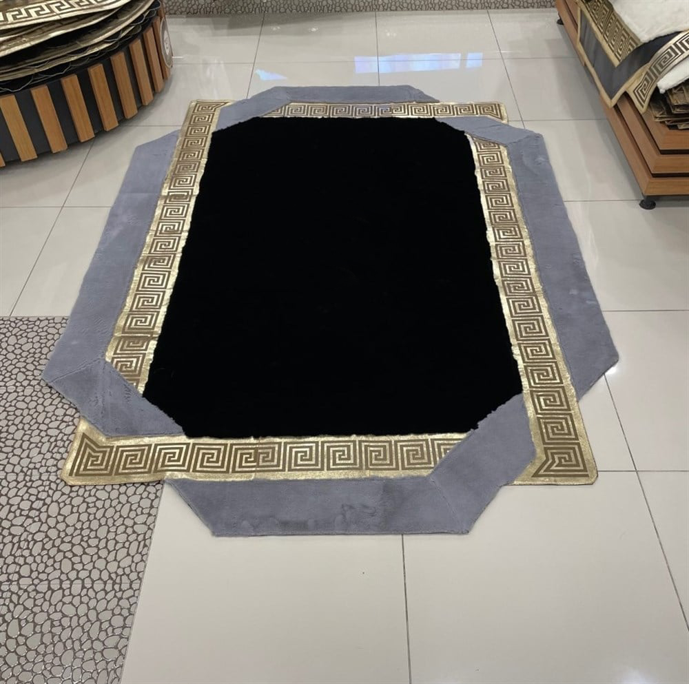 Bienna Fur Kaymaz Taban İpek Pelüş & Deri Bordür Halı / Kilim