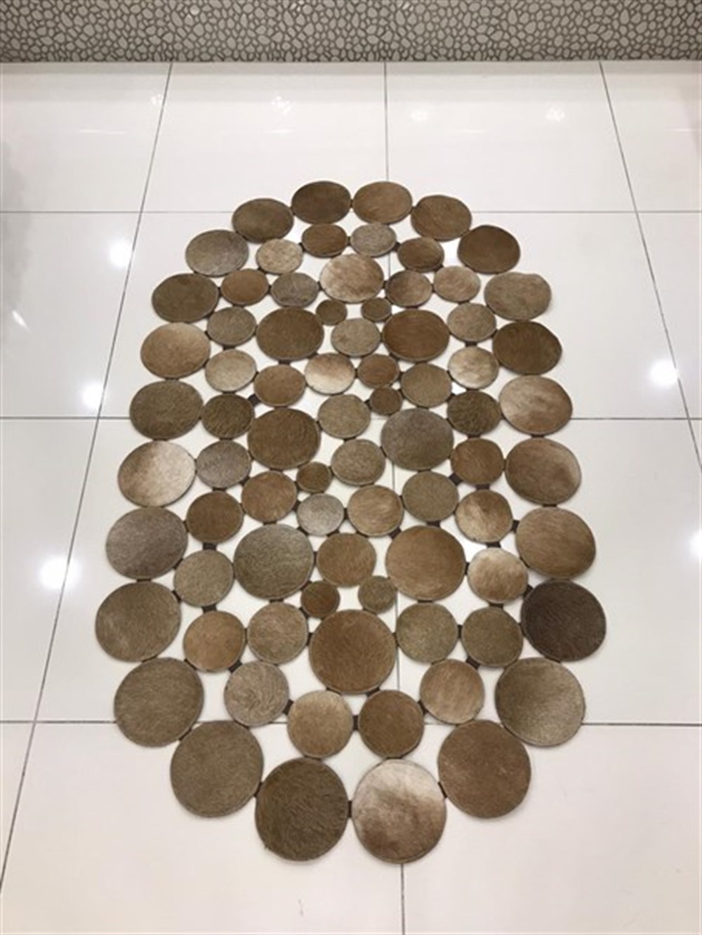 Bienna Fur Kaymaz Taban Kahve Tonları Natürel Deri Halı / Kilim