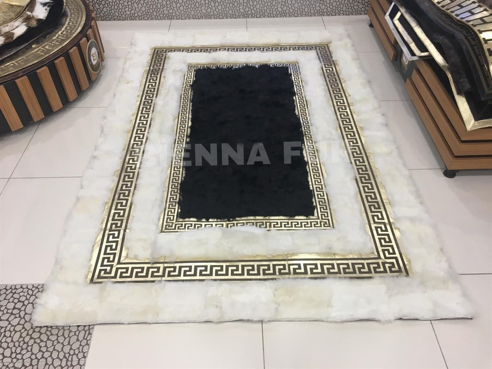 Bienna Fur Kaymaz Taban Siyah & Beyaz Natürel Toscana Halı / Kiliml
