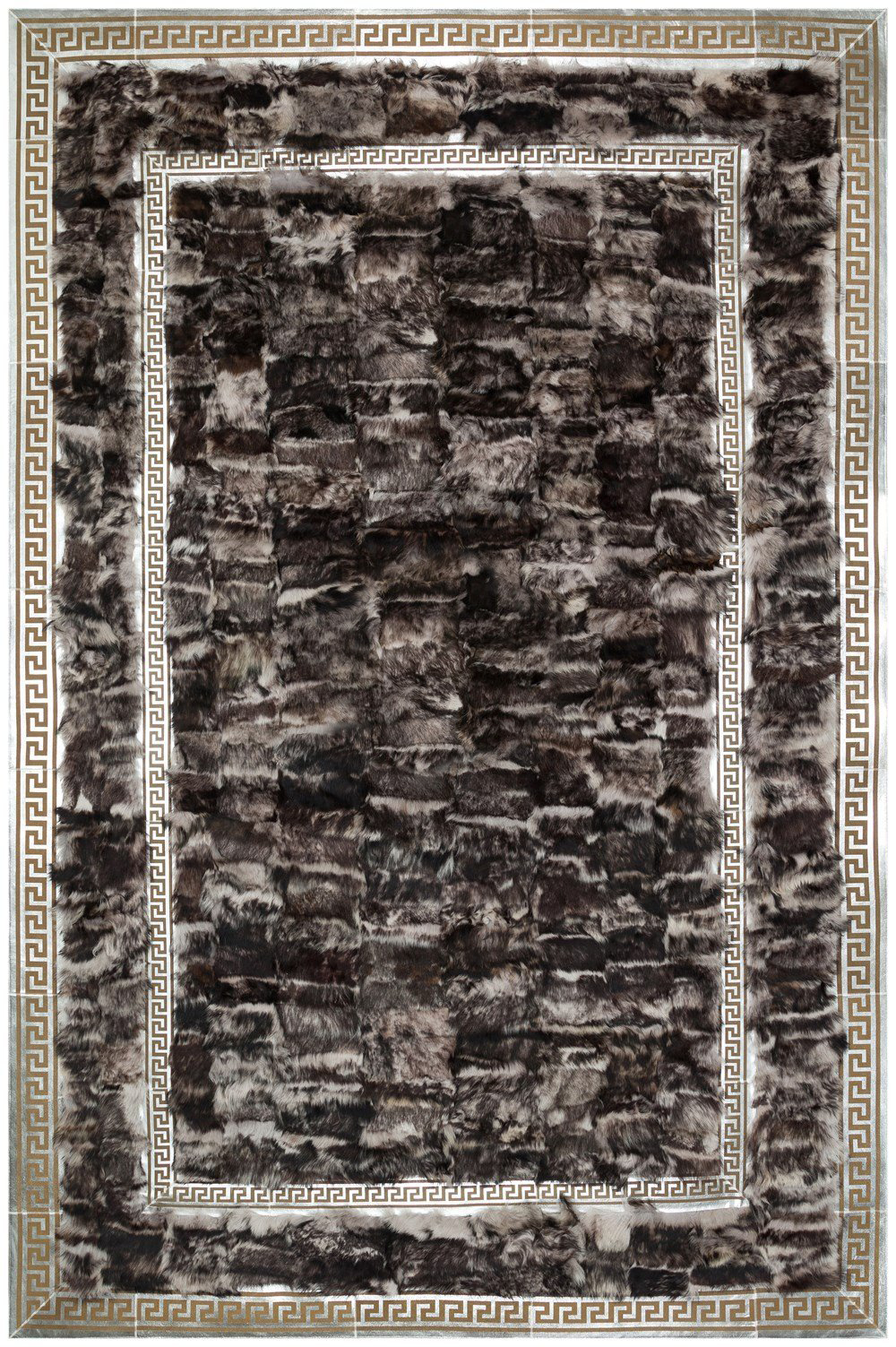 Bienna Fur Kaymaz Taban Siyah & Gümüş Bordür Natürel Toscana Halı / Kilim