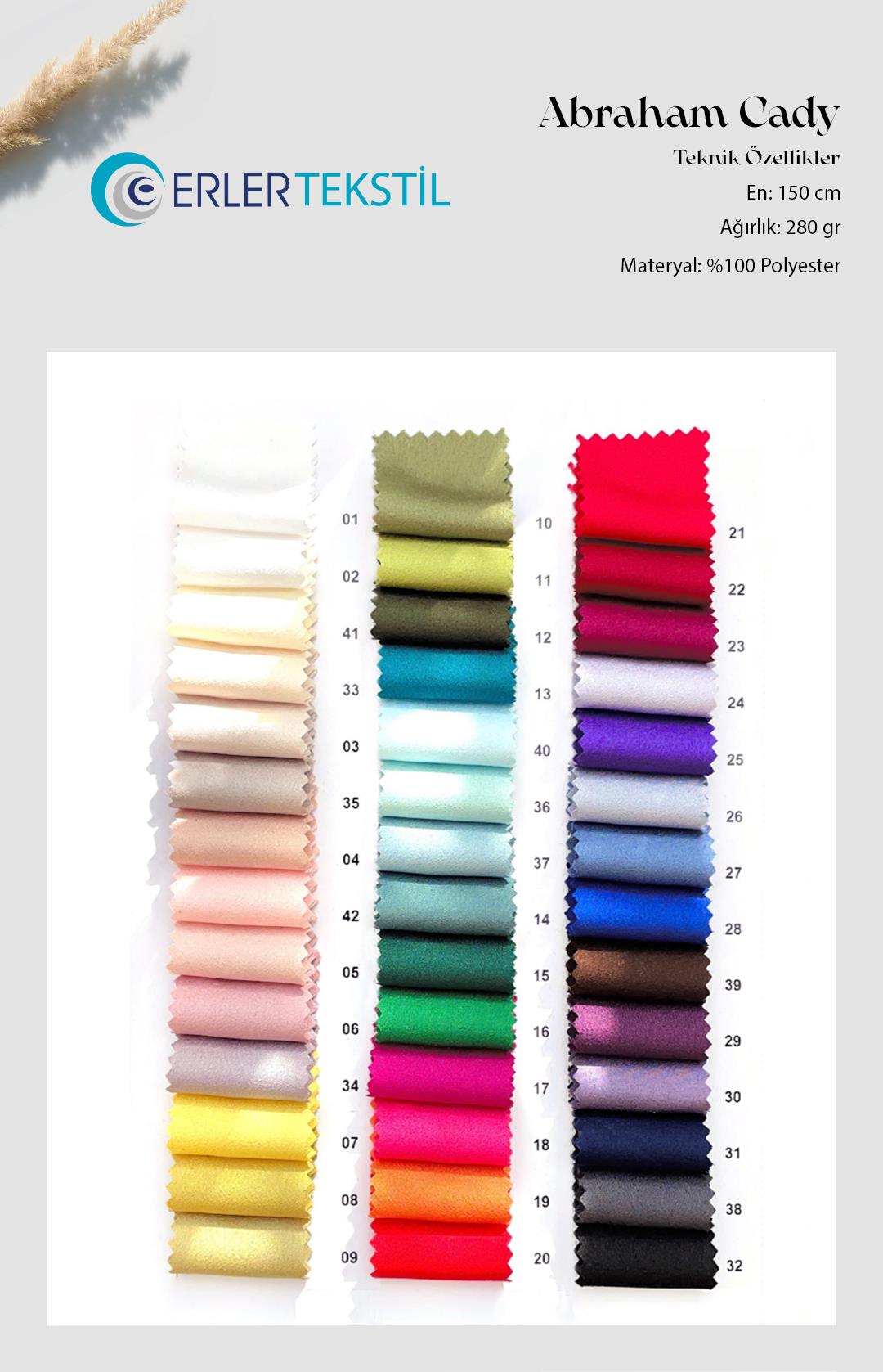 Abraham Cady Kumaş Kartela (32 Renk)