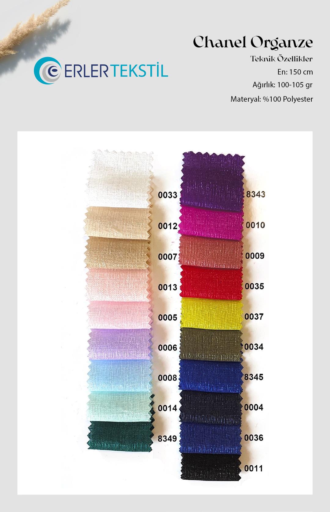 Chanel Organze Kumaş Kartela (16 Renk)