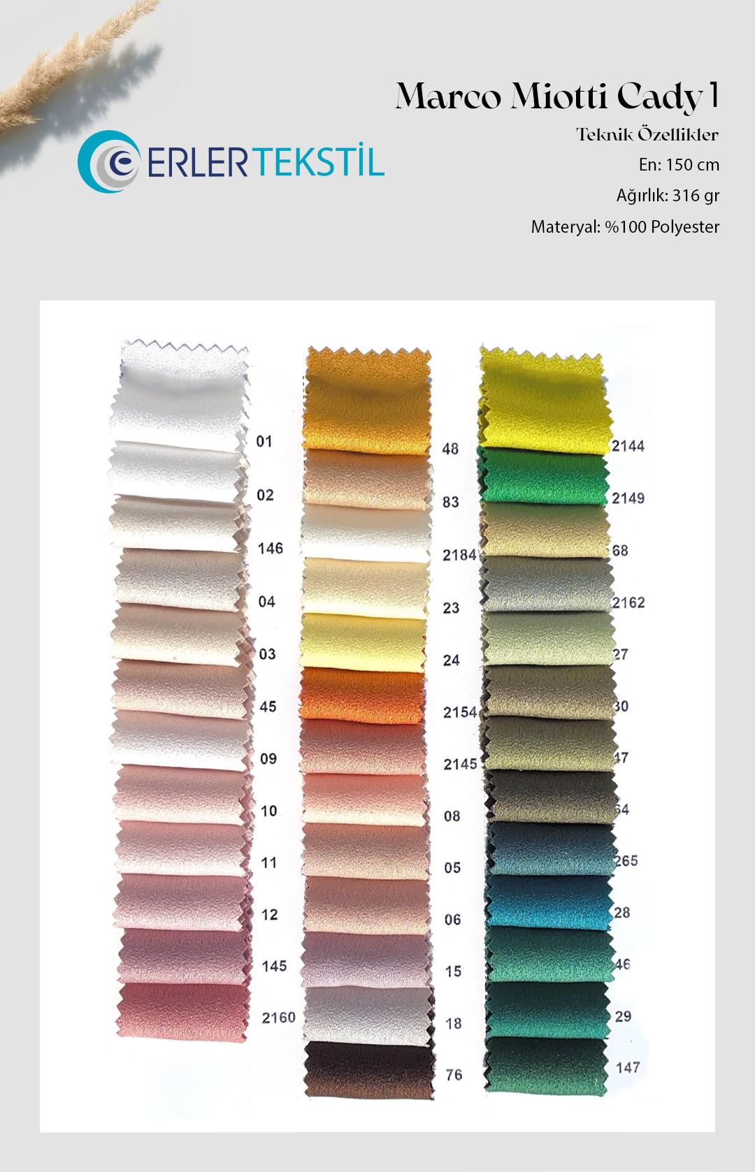 Marco Miotti Krep Kumaş Kartela (74 Renk)