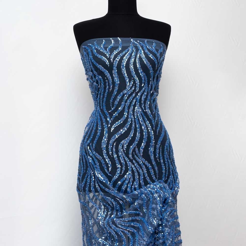 Motifli Boncuk İşleme Kumaş 95219