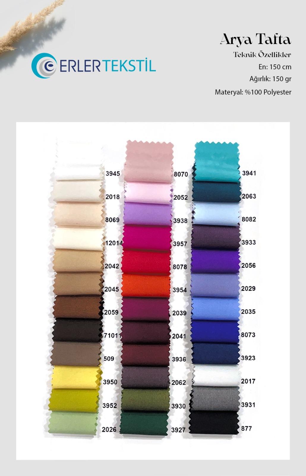 Tafta Arya Kumaş Kartela (14 Renk)