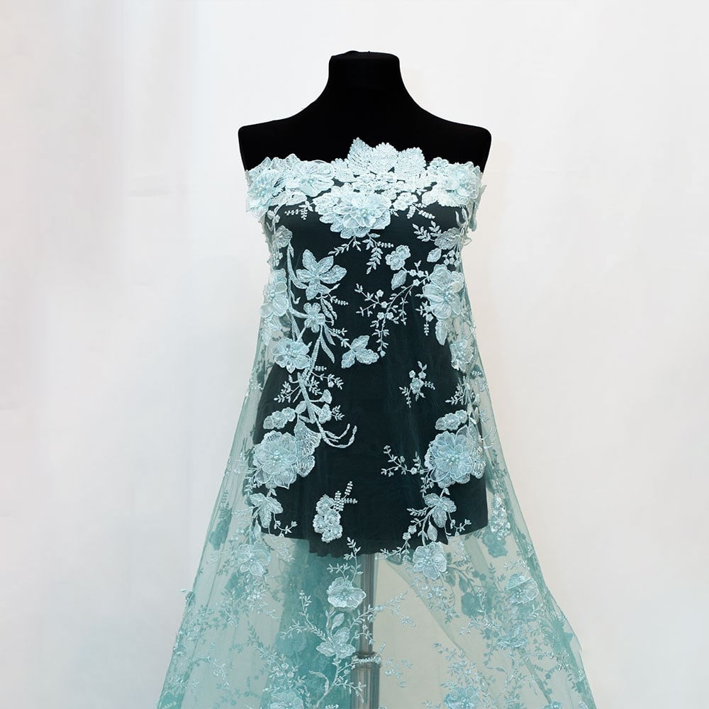 Tül Üzeri Boncuk İşleme Kumaş