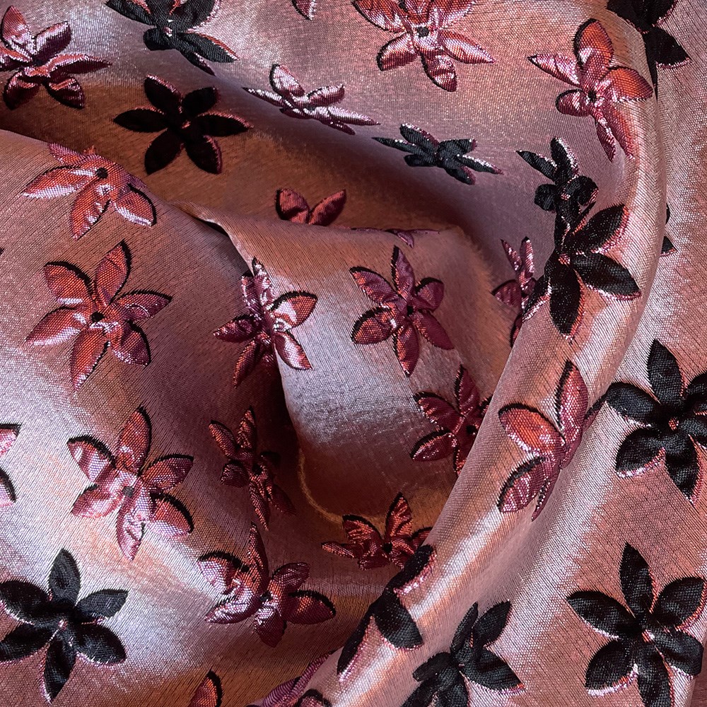 Yıldız Desenli Brokar Kumaş Pembe 6144 01