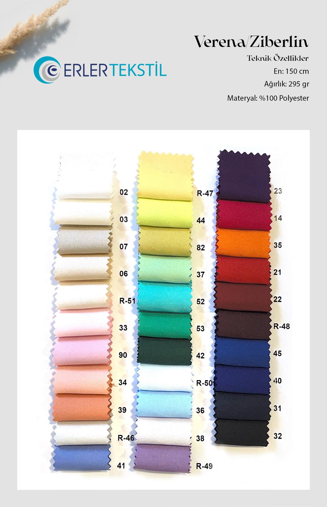 Ziberlin Verena Kumaş Kartela (33 Renk)