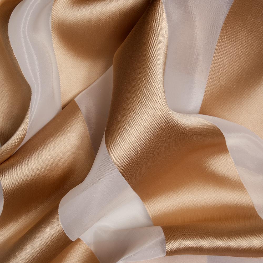 Çizgili Organze Beyaz Bej 07