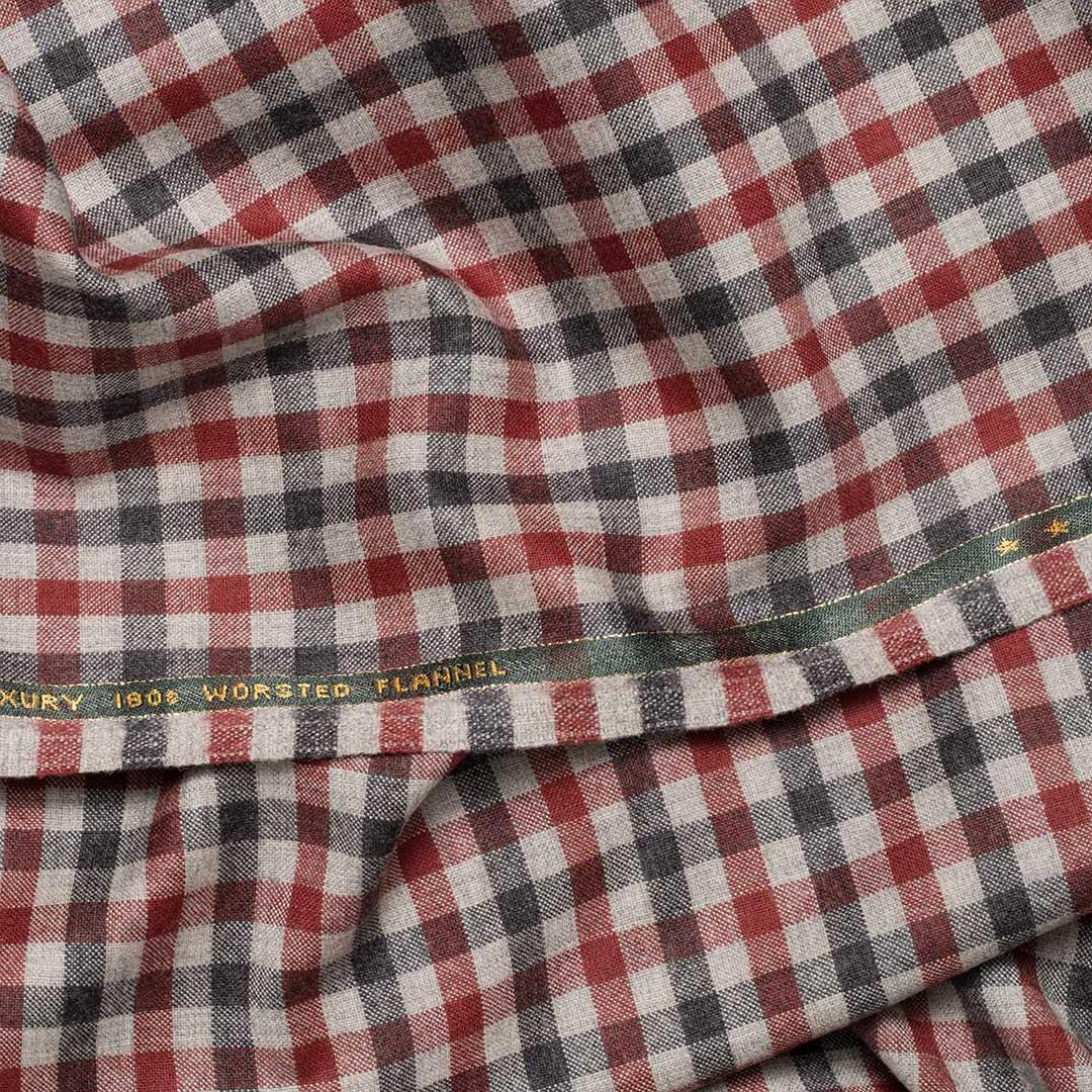 İthal Ekose Kumaş 530 31 Siyah Bej Kırmızı