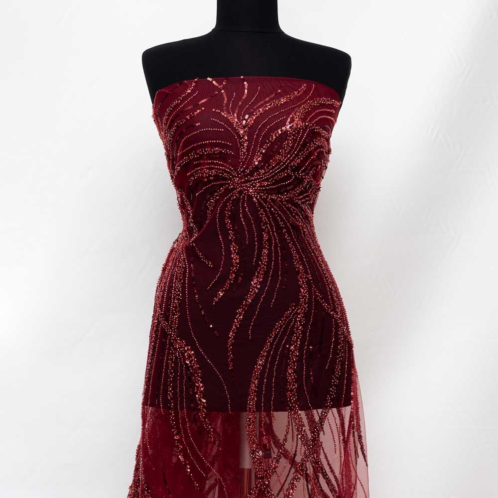 Motifli Boncuk İşleme Kumaş 95216
