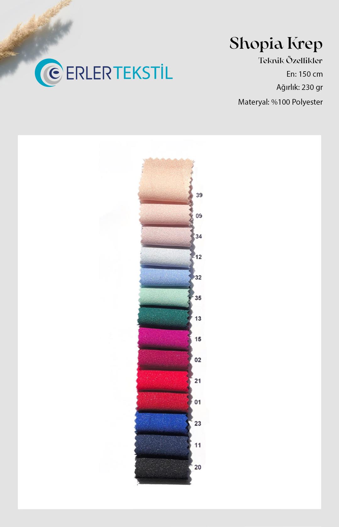 Sofia Krep Kumaş Kartela (14 Renk)