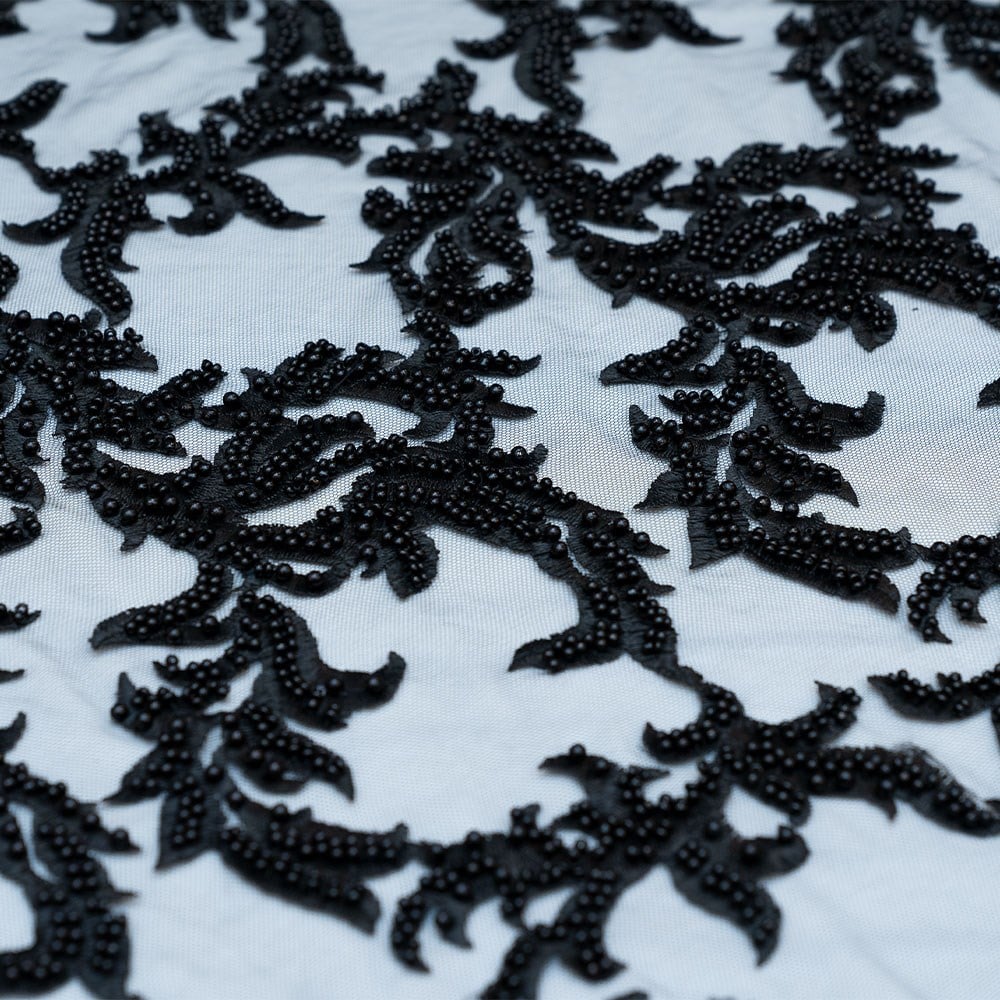 Tül Üzeri Boncuk İşleme Kumaş 