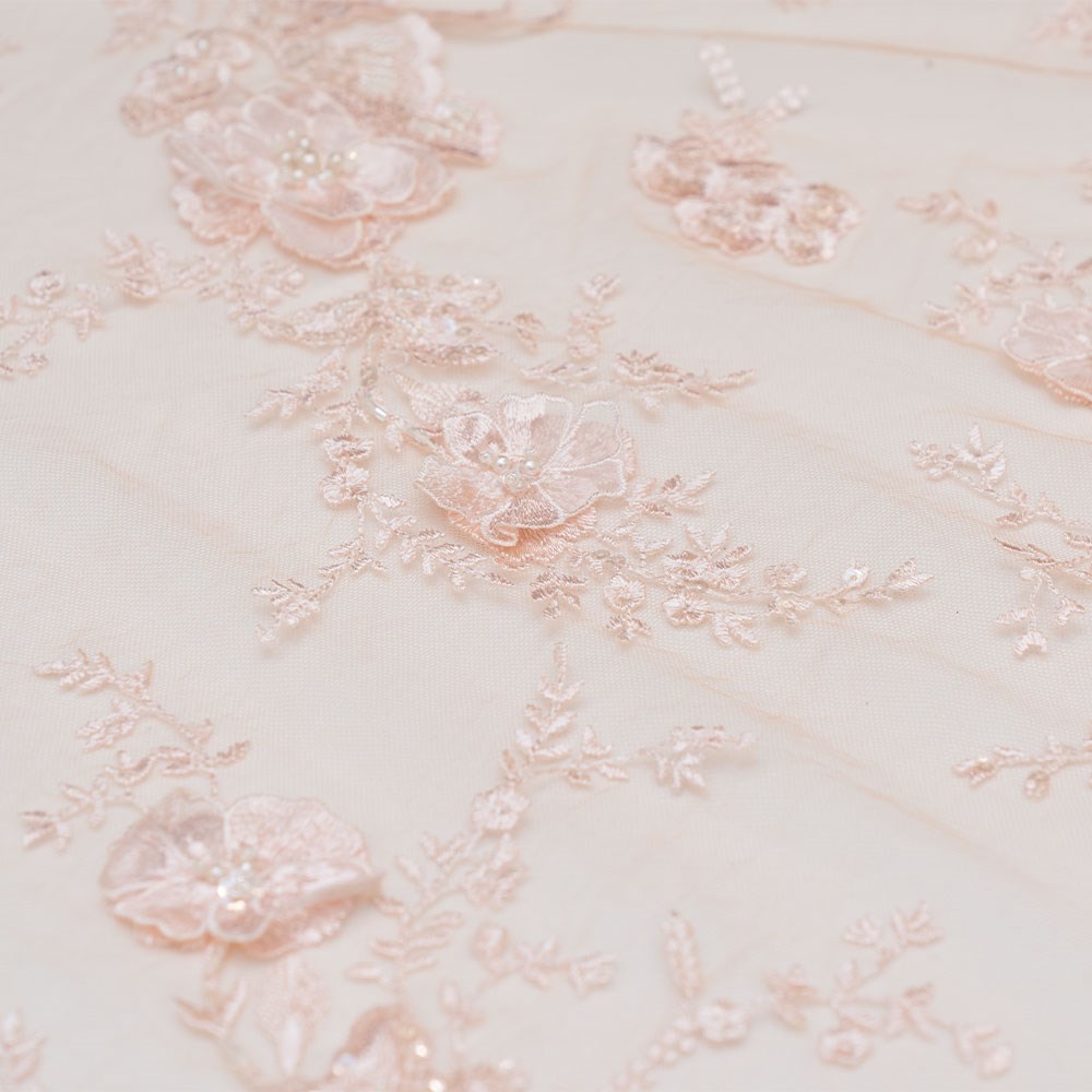 Tül Üzeri Boncuk İşleme Kumaş