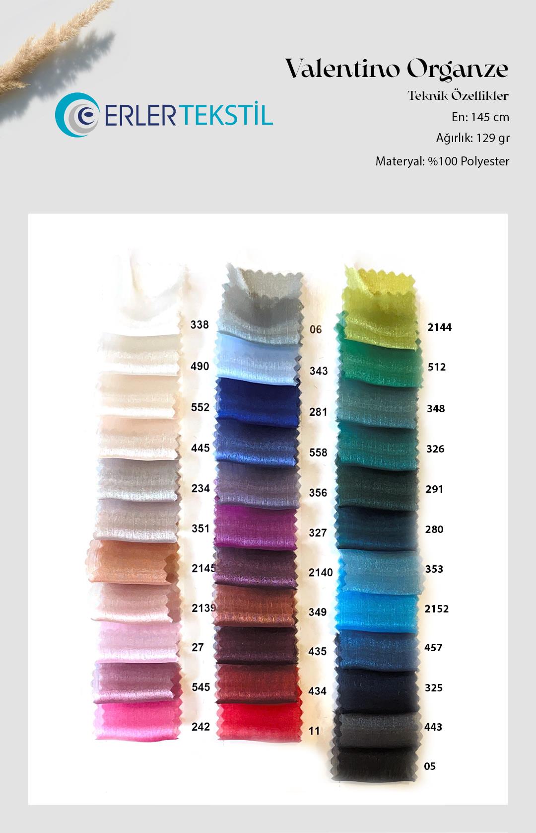 Valentino Organze Kumaş Kartela (30 Renk)