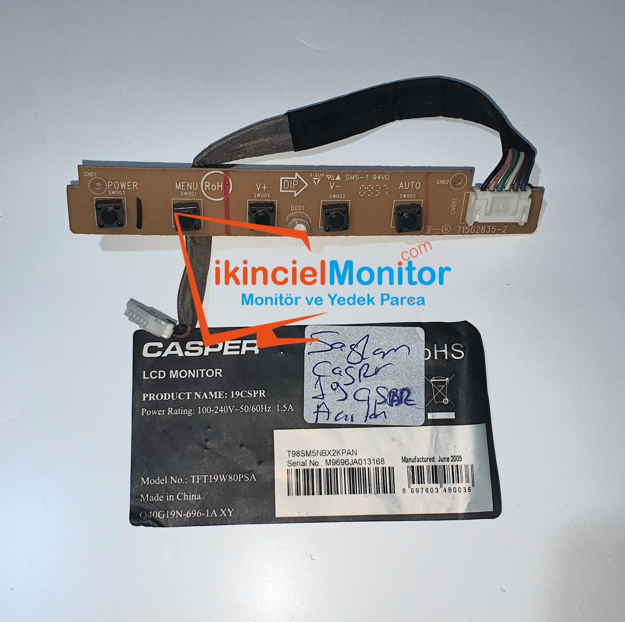 715G2835-2 Casper 19cspr Monitör Tuş Kartı | ÇetinNet Bilişim