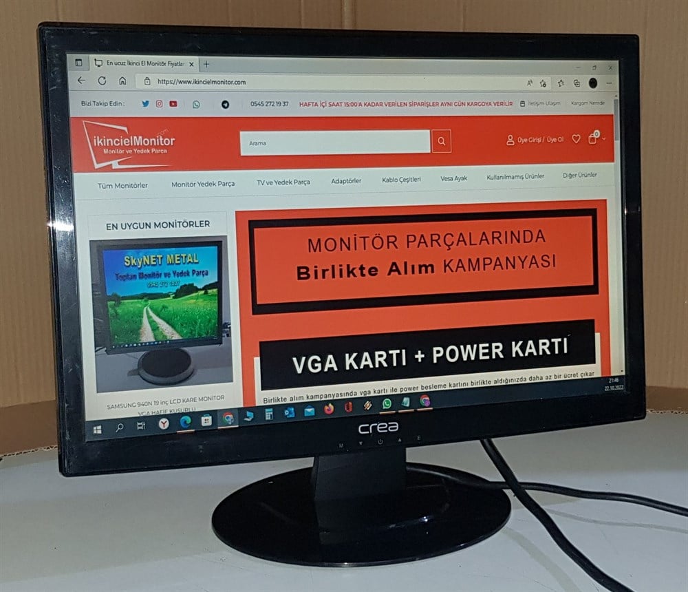 CREACREA 981W 19 inç LCD WİDE GENİŞ EKRAN MONİTÖR2.EL Temiz MonitörCREA 981W 19 inç LCD WİDE GENİŞ EKRAN MONİTÖR