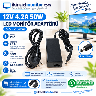 12V 4.2A 50W LCD Monitör Adaptörü 5.5-2.5mm