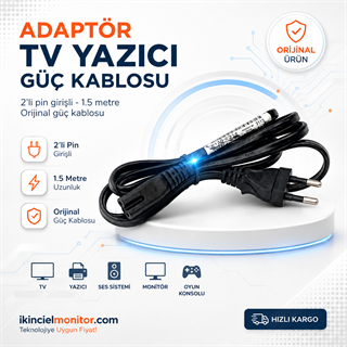 Adaptör Tv Yazıcı Power Güç Kablosu 2'li 1.5 metre