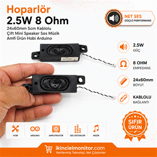 Hoparlör 2.5W 8 Ohm 24x60mm 5cm Kablolu Çift Mini Hobi arduino