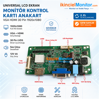 Monitör LCD Ekran Kontrol Kartı VGA HDMI Ana Kart Universal