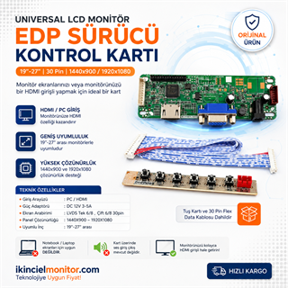 19-27 inç Universal Monitör Kontrol Kartı VGA HDMI 1440x900