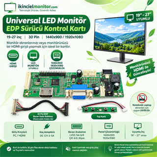 19-27 inç Universal Monitör Kontrol Kartı VGA HDMI