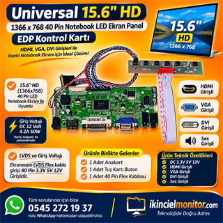 Universal LED Ekran EDP Kontrol Kartı HDMI 15.6