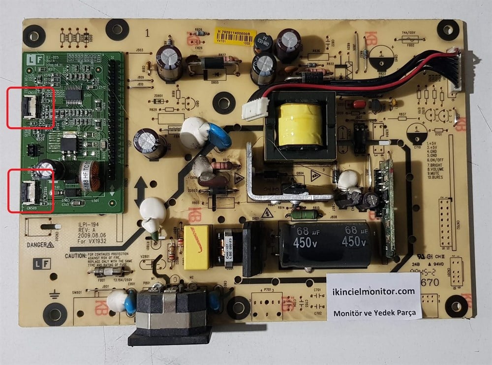 BENQ 922HDAL 18.5 inç LED MONİTÖR POWER BESLEME KARTI GÜÇ KARTI ÇİFT LED KANALLI ILPI-194 REV:A 490741400110R